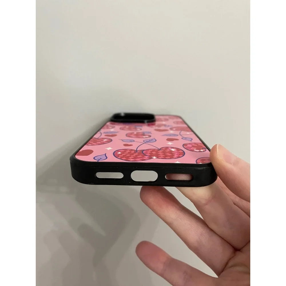 Phone Case Unisex iPhone 14 Pro Pink Cherry Disco Ball Heart Retro Y2K Aesthetic